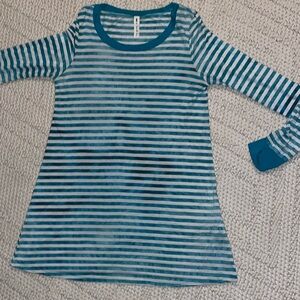 Striped Blue Long Sleeve Shift Dress